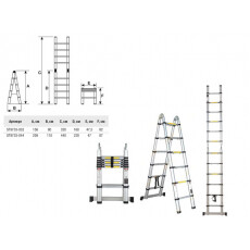 Лестница телескопическая 2-х секц. алюм. 209/440см, 2х7 ступ. 15кг STARTUL (ST9733-044)