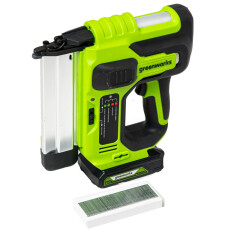 Аккумуляторный гвоздезабиватель Greenworks GD24BN 24В (АКБ 2Ач + ЗУ)