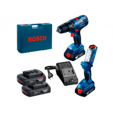 Аккумуляторная дрель-шуруповерт Bosch GSR 180-LI + фонарь GLI 18V-300