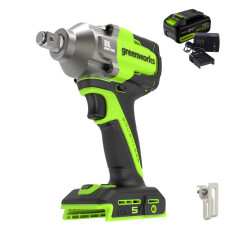 Аккумуляторный ударный гайковерт Greenworks IW5500K4 24В (АКБ 4Ач + ЗУ)