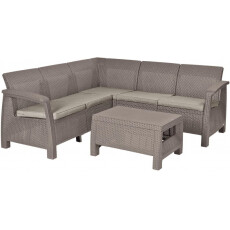 Комплект мебели KETER Corfu II Relax Set (скамья угловая, столик), капучино