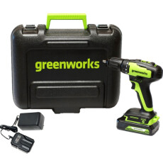 Аккумуляторная дрель-шуруповерт Greenworks GD24DD35K2 24В (в комплекте АКБ+ЗУ)