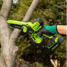 Мини-пила цепная аккумуляторная Greenworks G24MCS10 24В
