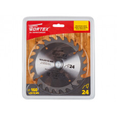 Диск пильный 160х20/16 мм 24 зуб. по дереву WORTEX (твердоспл. зуб)