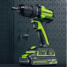 Аккумуляторная дрель-шуруповерт Greenworks DD345 24В (2 АКБ 2Ач + ЗУ)