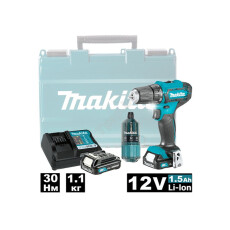 Аккумуляторная дрель-шуруповерт MAKITA CXT DF 333 DWAE в чем. + набор бит