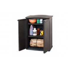 Шкаф уличный Keter Compact Garden Rattan низкий (коричневый)