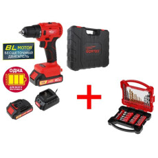 Аккум. дрель-шуруповерт WORTEX BD 2025-1 DLi в чем. ALL1 + набор оснастки WORTEX CDS 41