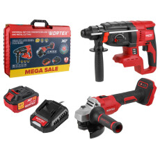 Набор аккум. инструмента WORTEX (перфоратор CRH 1824-2 + УШМ LX CAG 1812-1 E + АКБ 4А*ч + ЗУ 2А)