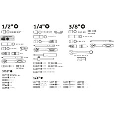 Набор головок и ключей 219пр. 1/4",3/8",1/2" PRO STARTUL LE MANS (PRO-219L)