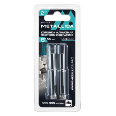 Коронки алмазные METALLICA Optima 8x55 мм, #80, по стеклу, плитке, 2 шт.