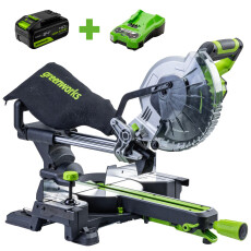 Аккумуляторная торцовочная пила Greenworks GD24MS216K4 24V (АКБ 4Ач + ЗУ)