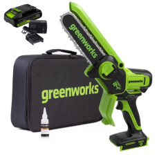 Мини-пила цепная аккумуляторная Greenworks GD24CSMNXK2 (АКБ 2Ач + ЗУ)