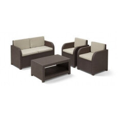 Набор уличной мебели Modena SET (скамья двухместная, 2 кресла, стол), коричневый