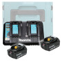 Комплект Makita (АКБ LXT 18.0 В BL1860B 2 шт. + зарядное устройство DC18RD) в кейсе MAKPAC тип 3