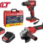 Набор аккум. инструмента WORTEX (дрель-шуруповерт BD 2025 DLi + УШМ LX CAG 1812-1 E + АКБ 4А*ч + ЗУ 2 А)
