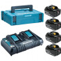 Набор аккумуляторов Makita BL1830B (4 шт.) + зарядное устройство DC18RD в кейсе