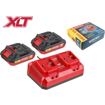 Набор аккумулятор 2х2 А*ч и зарядное устройство 2х2 А WORTEX ALL1 XLT в кор. SET