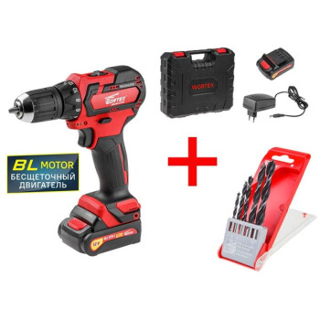 Аккумуляторная дрель-шуруповерт WORTEX BD 1215-1 DLi в чем. + набор сверл