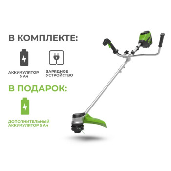 Аккумуляторный триммер Greenworks GD60BCB (2 АКБ 5Ач + ЗУ)