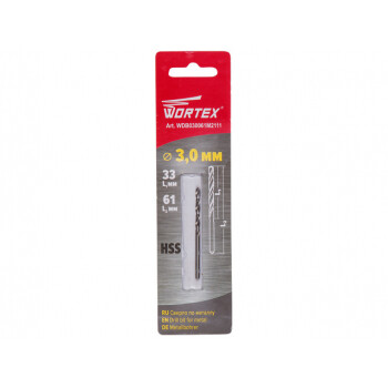 Сверло по металлу ц/х 3.0х33х61 мм HSS WORTEX