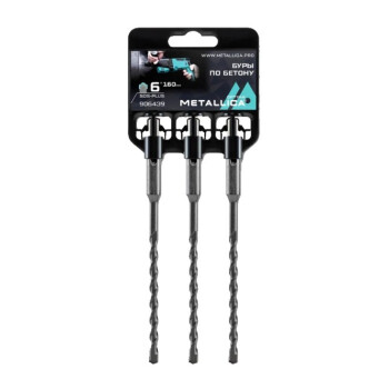 Буры по бетону SDS-plus METALLICA Optima 6х160/100 мм, 3 шт. на клипсе