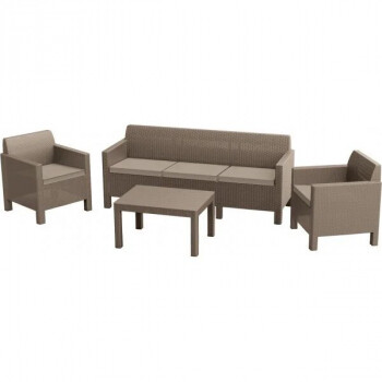 Набор уличной мебели (скамья трехместная, два кресла,столик) Orlando 3-sofa set, капучино