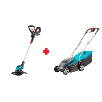 Комплект Gardena - Триммер аккум. EasyCut Li-18/23 + Газонокосилка аккум. PowerMax Li-18/32