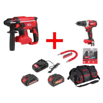 Набор аккумуляторного инструмента WORTEX (перфоратор, дрель-шуруповерт, 2 АКБ, ЗУ, набор сверл, набор бит, сумка)