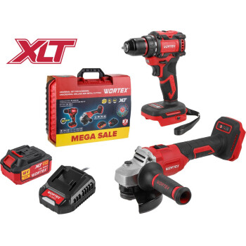 Набор аккум. инструмента WORTEX (дрель-шуруповерт BD 2025 DLi + УШМ LX CAG 1812-1 E + АКБ 4А*ч + ЗУ 2 А)