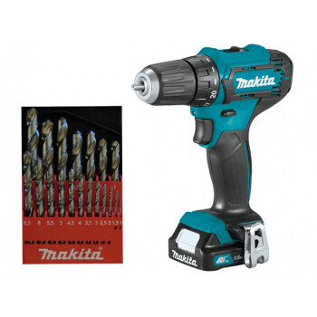 Аккумуляторная дрель-шуруповерт MAKITA DF 333 DWYE в чем. + набор сверл