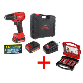 Аккумуляторная дрель-шуруповерт WORTEX BD 1220-1 DLi в чем.+ набор оснастки WORTEX CDS 41
