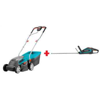 Комплект Gardena - Газонокосилка аккумуляторная PowerMax Li-40/32 + Ножницы для живой изгороди аккуму.PowerCut Li-40/60
