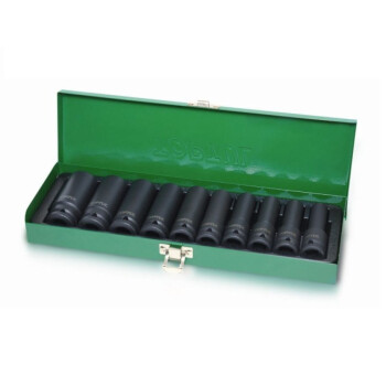 Набор головок ударных 1/2" 10-24мм 6гр. 10шт. глубокие TOPTUL (GDAD1002)