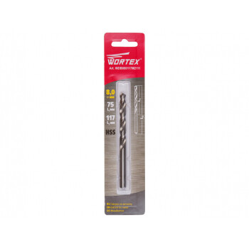 Сверло по металлу ц/х 8.0х75х117 мм HSS WORTEX