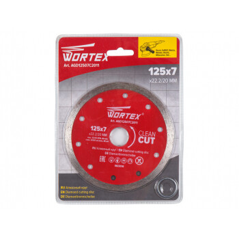 Алмазный круг 125х22 мм по керамике сплошн. WORTEX (мокрая резка)