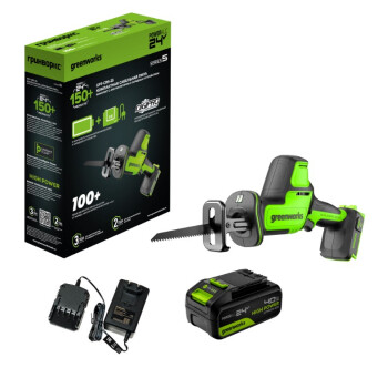 Аккумуляторная сабельная пила бесщеточная Greenworks GPT-СRS-25 24В (АКБ 4Ач + ЗУ)