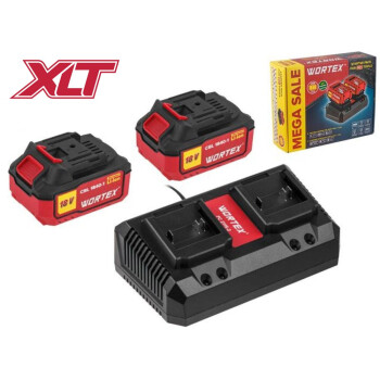 Набор аккумулятор 2х4А*ч и зарядное устройство 2х2А WORTEX ALL1 XLT в кор. SET