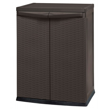 Шкаф уличный Keter Compact Garden Rattan низкий (коричневый)