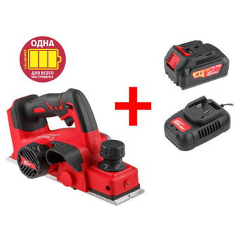 Аккумуляторный рубанок WORTEX CPL 2082 в кор. + Акция (АКБ 4Ач + ЗУ)