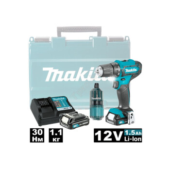 Аккумуляторная дрель-шуруповерт MAKITA CXT DF 333 DWAE в чем. + набор бит