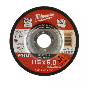 Диск шлифовальный по металлу 115мм/6мм MILWAUKEE SG 27/115