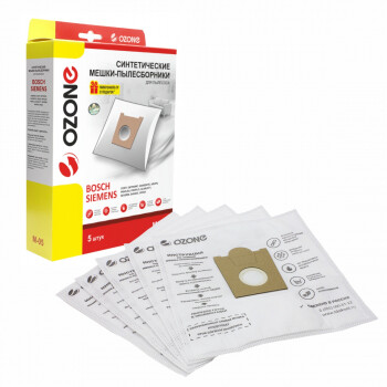 Фильтр-мешки синтетические OZONE для BOSCH, SIEMENS, SCARLETT, UFESA (5 шт.) M-05
