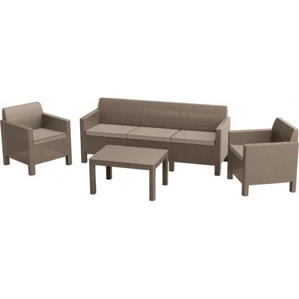 Набор уличной мебели (скамья трехместная, два кресла,столик) Orlando 3-sofa set, капучино Набор уличной мебели (скамья трехместная, два кресла,столик) Orlando 3-sofa set, капучино
