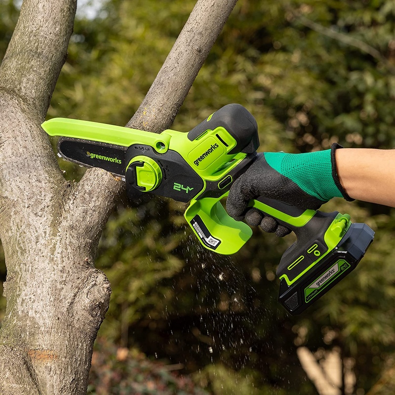 Мини-пила цепная аккумуляторная Greenworks G24MCS10K2 24В