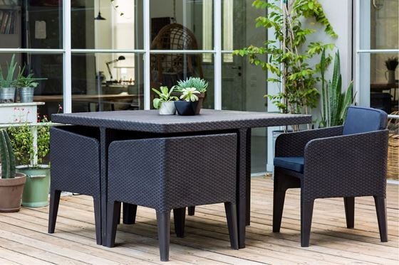 Набор уличной мебели (Стол, 4 кресла) Columbia dining set, коричневый