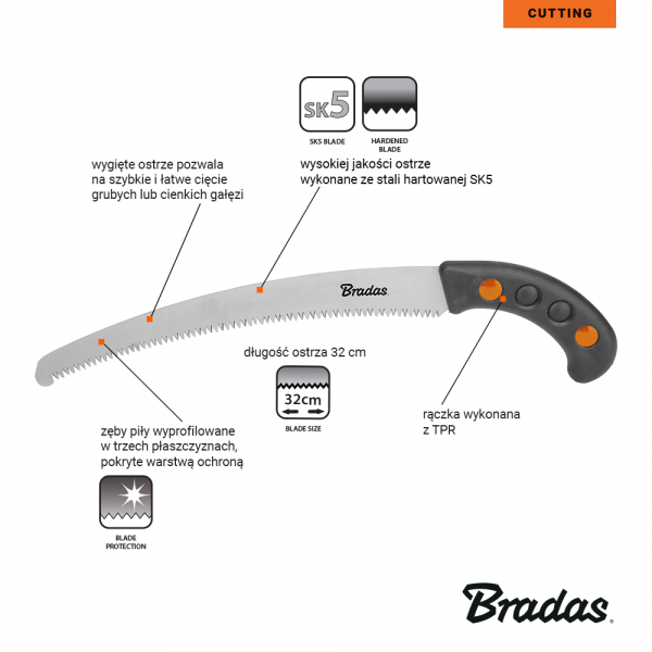 Пила садовая BRADAS V-SERIES GRIDE 320 мм с чехлом