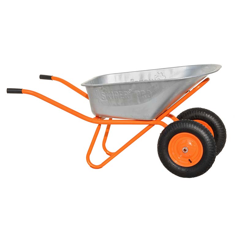 Тачка строительная SKIPER 2х130 expert PRO (до 130 л, до 350 кг, 2x4.00-8, пневмо, ось 20*80)