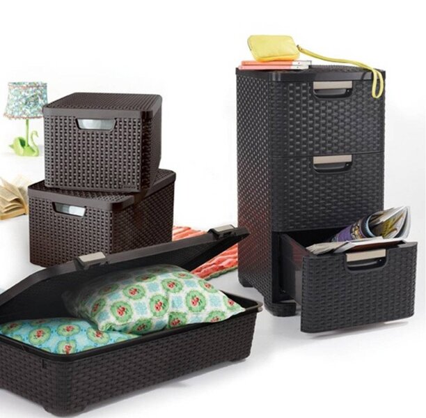 Комод 3Х STYLE RATTAN DRAWER DBR 210, темно/коричневый