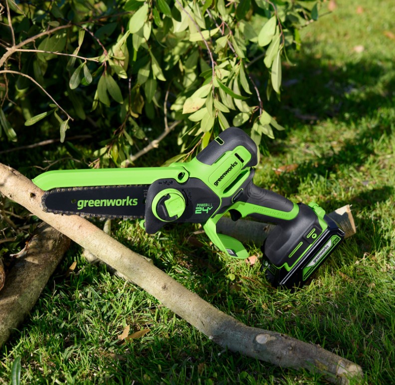 Мини-пила цепная аккумуляторная Greenworks G24CSMNX 24В